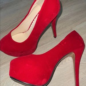 Red suede stilettos